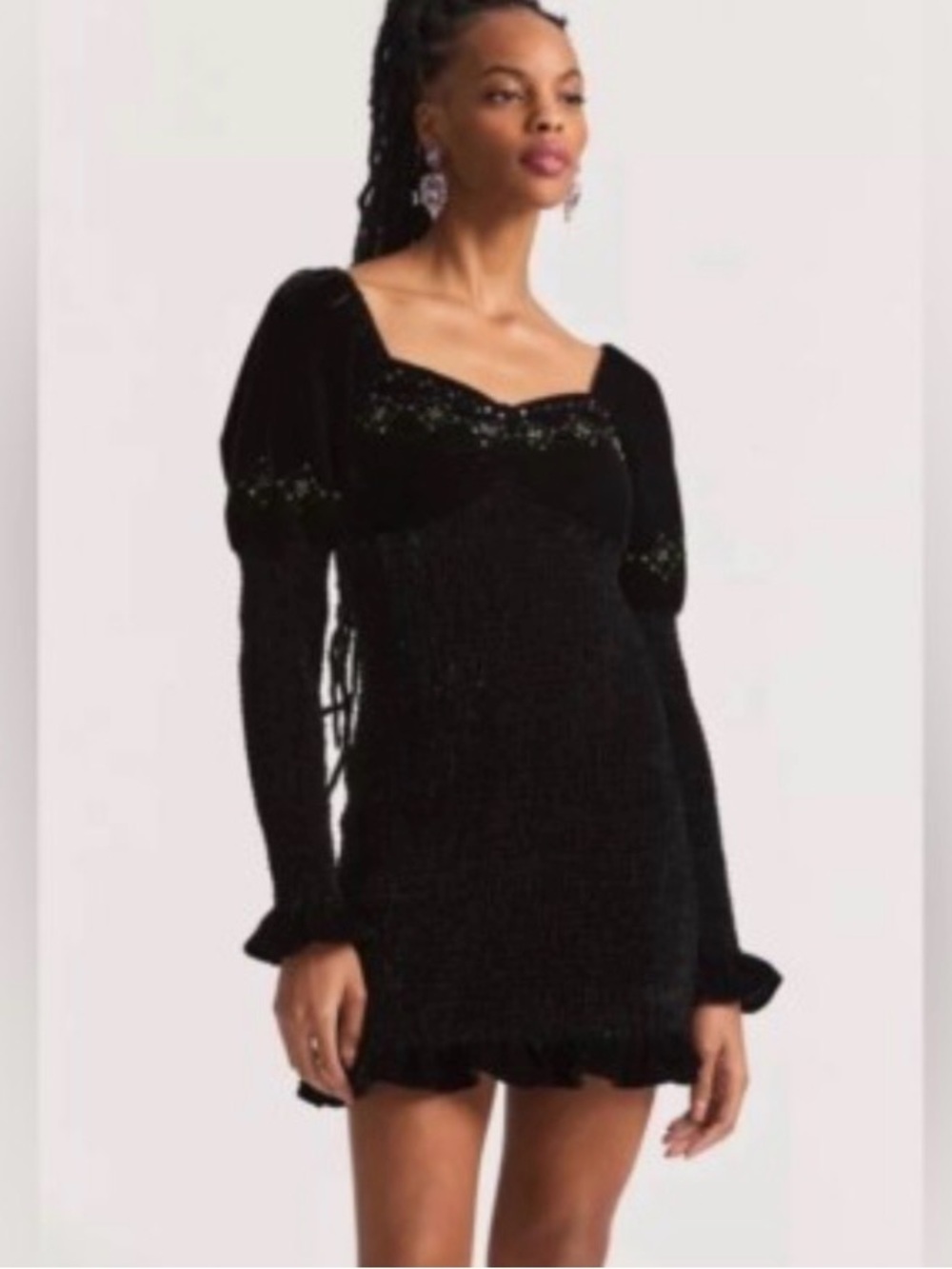 NWT LoveShackFancy Black Velvet Buttercup Mini Dress Size XS Love Shack Fancy